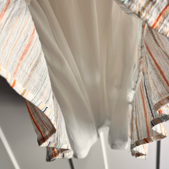 American Rag Cie White Multicolor Striped Boho Ruffle Dress Size L - Picture 3 of 9